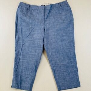 Talbots Perfect Crop Pants Women's‎ Blue Chambray Cotton Plus Petite Size 20WP